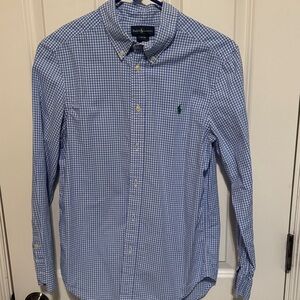 Ralph Lauren youth Blue Gingham Shirt size large 14-16